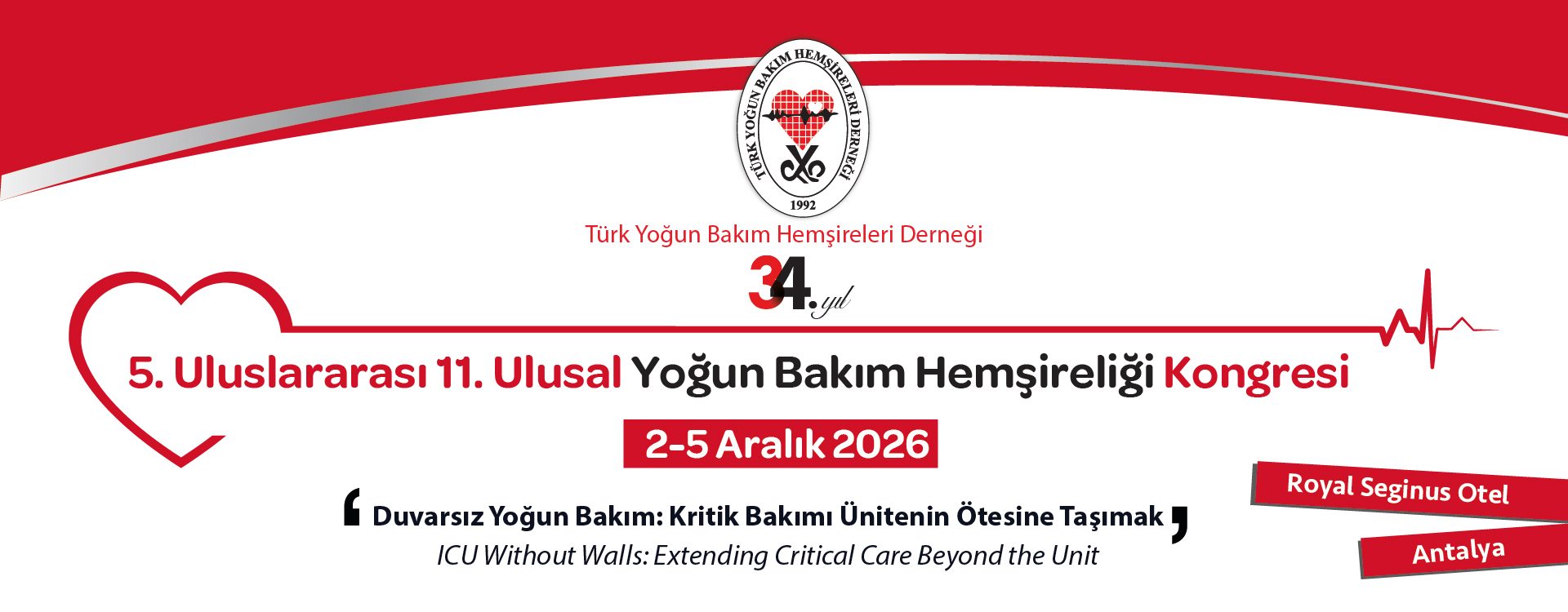 5. Uluslararası 11. Ulusal Yoğun Bakım Hemşireliği Kongresi | 2–5 Aralık 2026 | Antalya